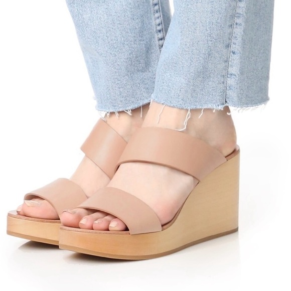 Loeffler Randall Mason Wood Platform Wedge Women's 8 in a Neutral Tan